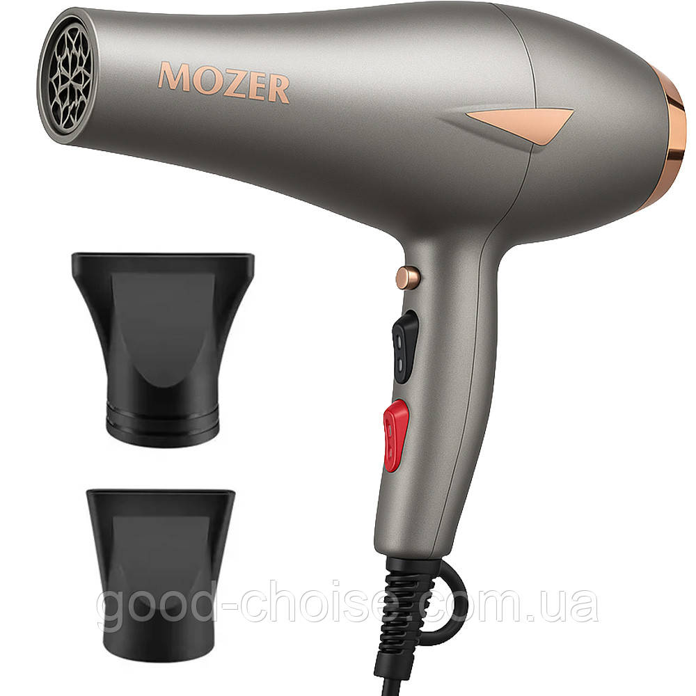 Фен для волосся + 2 насадки, 4000 Вт, MZ-9951 / Професійний фен для сушки волосся / Фен з холодним обдувом, фото 1