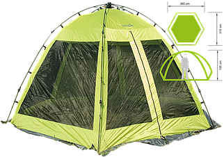 Шатро Norfin Lund | Напівавтоматичний каркасний тент-намет, надійний захист від сонця та комах під час відпочинку на природі