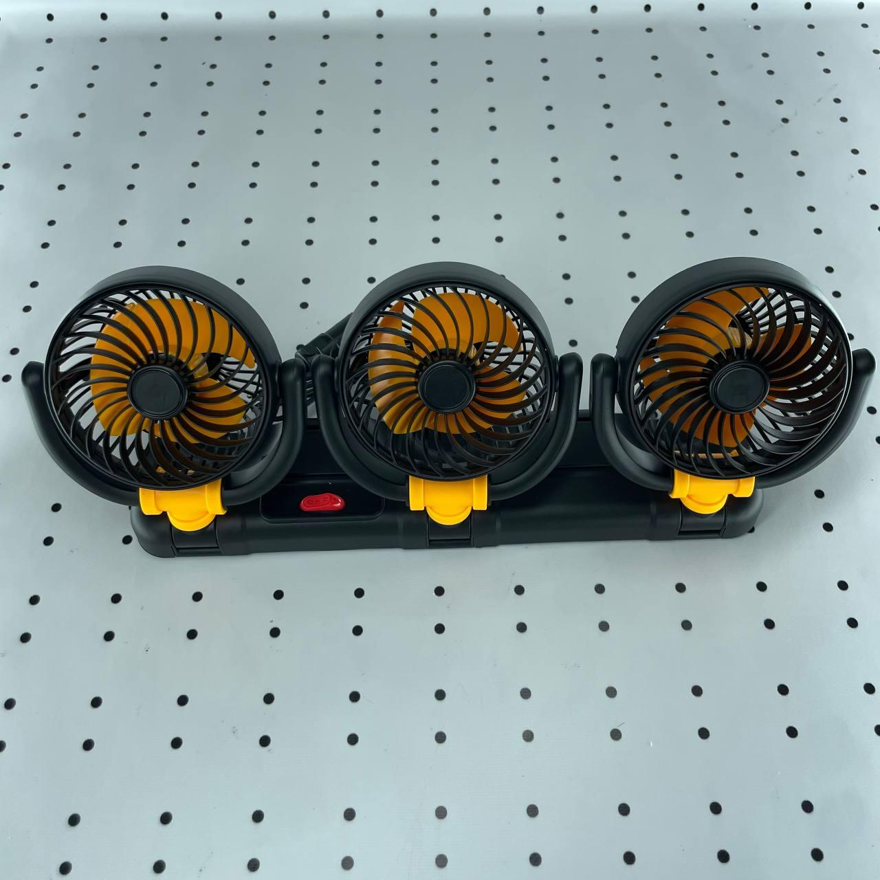 Складаний автомобільний вентилятор з трьома головками, 11,5 см (12V), фото 1