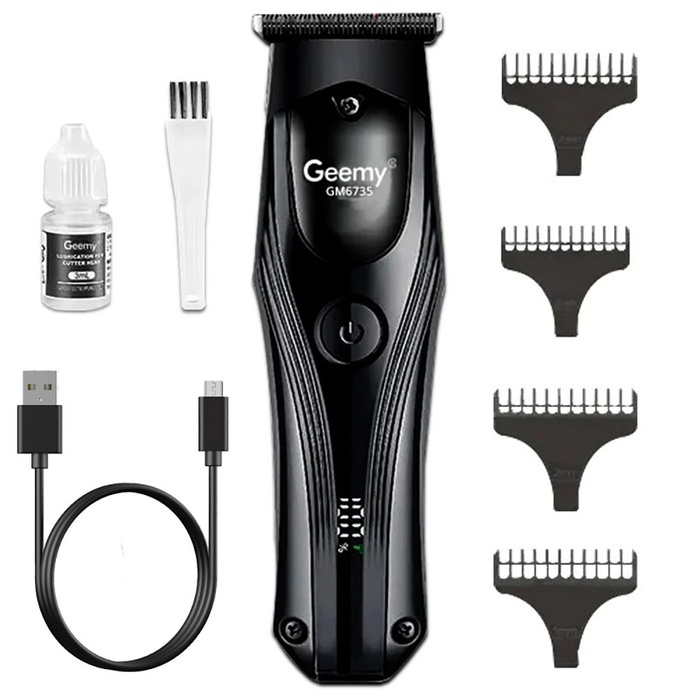 Акумуляторна машинка для стрижки, 4 насадки, Geemy GM-6735 / Бездротова машинка-тример для стрижки волосся, фото 1