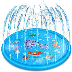 Ігровий водний килимок для дітей, 100см / Дитячий басейн-фонтан / Дитячий фонтан / Надувний басейн для дітей