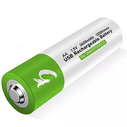 Батарейка акумуляторна АА із зарядкою Type-C, 2600mWh, 1,5V, Smarttools / Багаторазова батарейка пальчикова