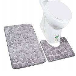 Набір килимків для ванної та туалету 2шт, 50x40см, 60x40см / Набір 3D текстурних килимків антиковзаючих