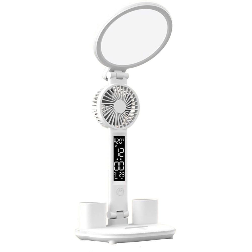 Настільна лампа з вентилятором і дисплеєм, від USB / Акумуляторний світильник / LED лампа настільна, фото 1