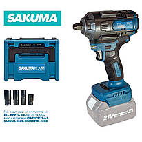 Гайковерт ударний акумуляторний 21В, 800Нм, 1/2, кейс + 4 головки: (13/17/19/21мм), SAKUMA BLUE. CIW8021B-CORE
