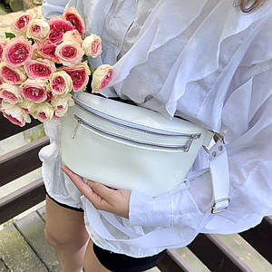 Жіноча сумка Мегаполіс з натуральної шкіри колір Білий