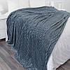 Двоспальний плед-покривало 230х200см, "Шарпей", Синій / Велюрове покривало на ліжко, фото 2