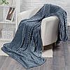 Двоспальний плед-покривало 230х200см, "Шарпей", Синій / Велюрове покривало на ліжко, фото 7