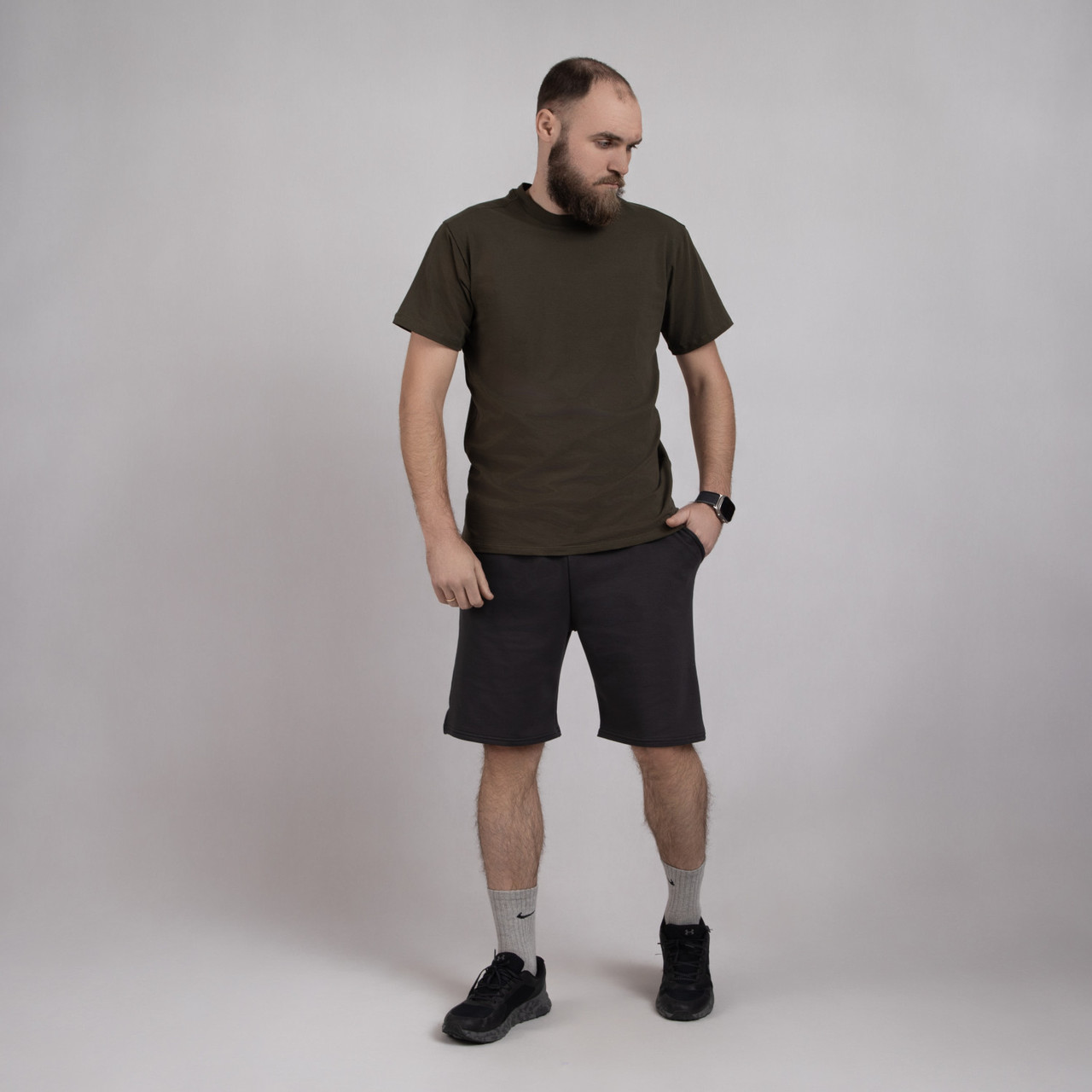 Чоловічі шорти з двонитки Артем р.44-56 (без накату) однотонни! ростовка 4 шт., фото 1