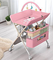 Пеленальный столик с игрушками Столик пеленатор для пеленания до 50 кг Усиленный пеленальный стол с колесами