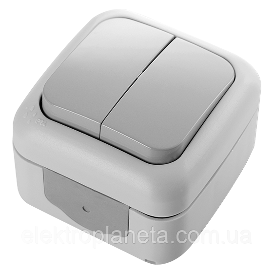 Вимикач 2кл. PALMIYE IP54 (сірий)
