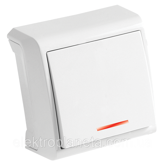 Вимикач 1 з підсв. відкр. VERA IP20 (білий)