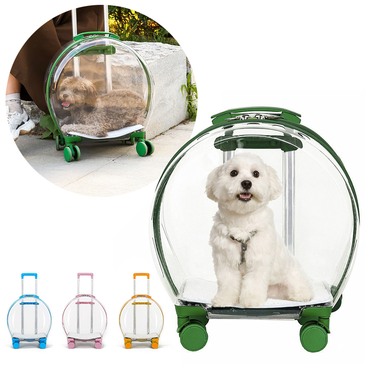 Візок переноска для котів та собак на колесах з телескопічною ручкою CP-302 47х42х24 см, фото 1