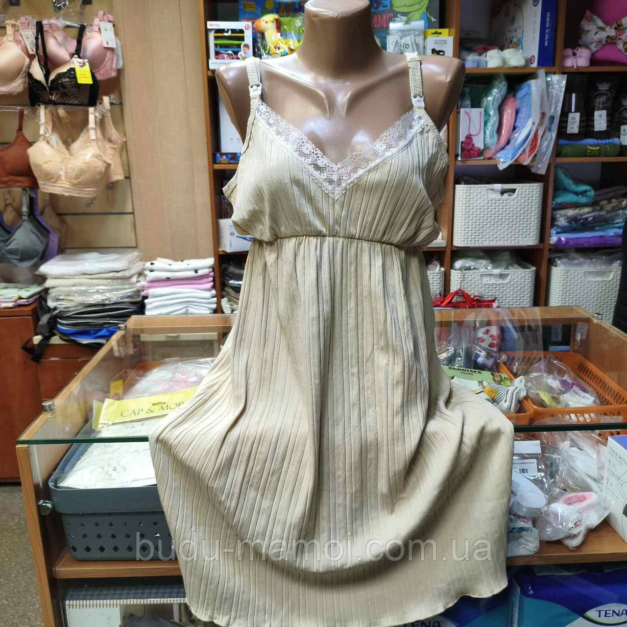 Найзручніша нічнушка для пологів 48-50 на кліпсі для годування преміум бавовна рубчик