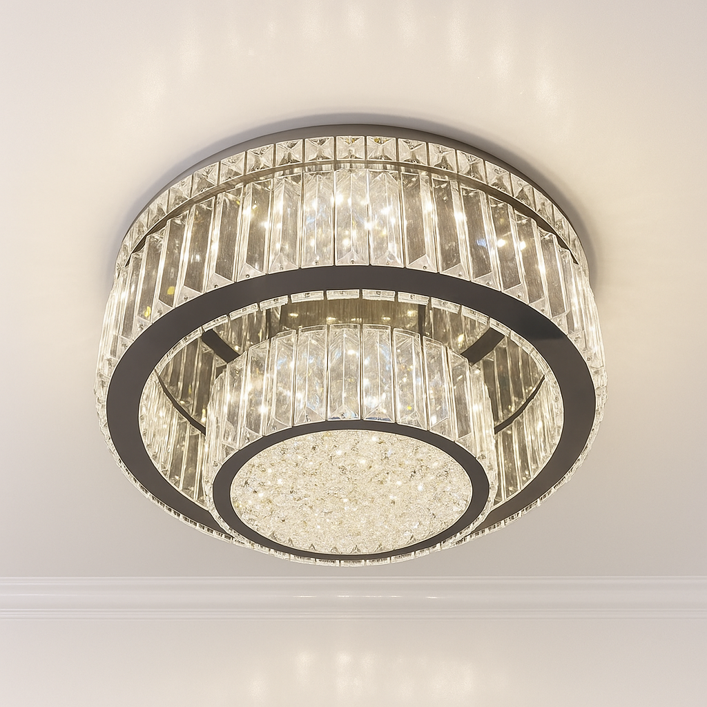 Кришталева люстра стельова у вітальню Linisoln 120W до 20 м² колір Хром 9566-500