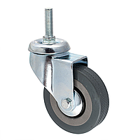 Опора колісна, сіра, зі штирем, 100 мм