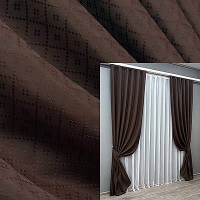 Комплект штор (2шт. 1,45х2,7м.) жакард. Колір коричневий. Код 1746ш 33-0700