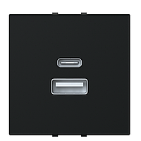ZENIT Розетка USB A+C 3A/2*1.5A  чорна матова N2285.4 NT