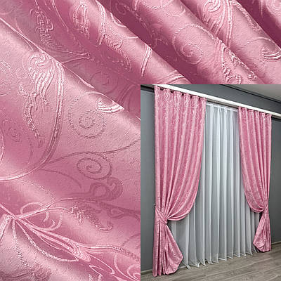 Комплект (2шт. 1,5х2,7м.) жакардових штор. Колір рожевий. Код 1731ш 33-0704