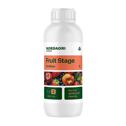 Стимулятор плодоношення NORDAGRI Fruit Stage (гумінові та фульвові кислоти + добрива), 1 л, фото 1