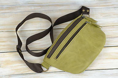 Жіноча сумка Мегаполіс з натуральної шкіри колір Оливковий