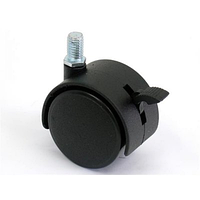 Опора колісна чорна, із штифтом М8 та фiксатором, 40 мм