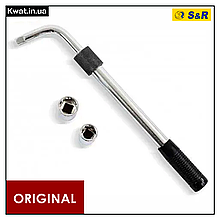 Вороток Г-подібний телескопічний S&R 1/2" 385-505 мм і 2 головки