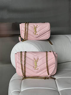 Жіноча сумка Yves Saint Laurent Loulou  leather bag рожевий Medium size 20.5см