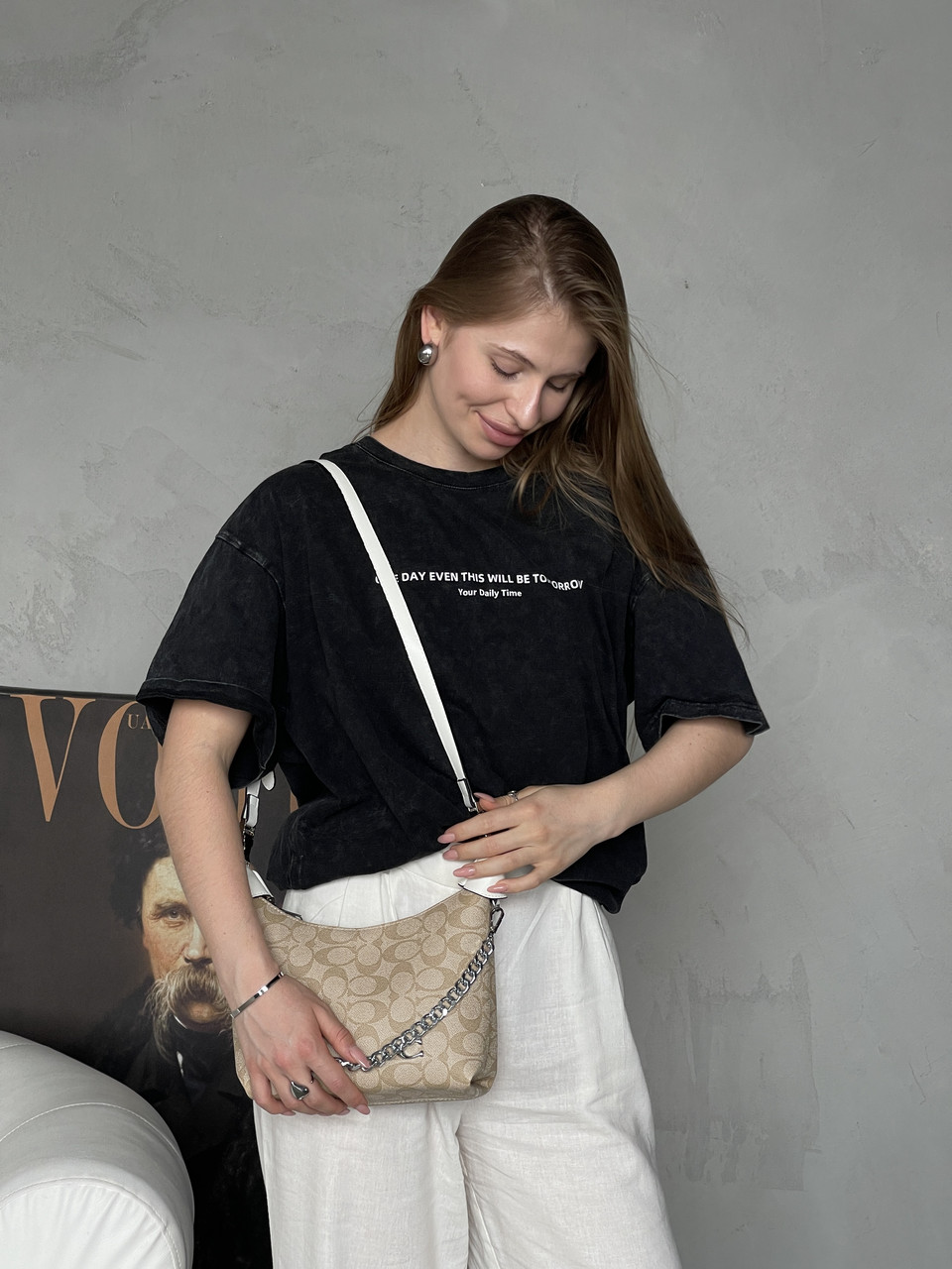 Сумка жіноча Coach Juliet Shoulder Bag Біло-бежевий, фото 1