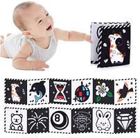 Розвиваюча двустороння книжка-бортик монтесорі для малюків чорно-біла, 1шт (кролик)