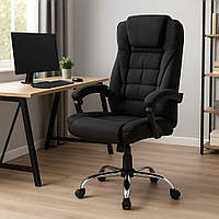 Офісне крісло BOSS KO22 Premium з підставкою для ніг , ергономічне комп'ютерне крісло чорне