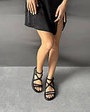 Чорні босоніжки з натуральної замші з плетеним дизайном, фото 8