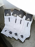12 пар в упаковці шкарпетки середні з резинкою на стопі білі ADIDAS 41-45р.