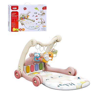 Ігровий центр 3в1 з килимком і музичною панеллю малюкові Ходунки з 5 підвісками і підсвічуванням у вигляді місяця