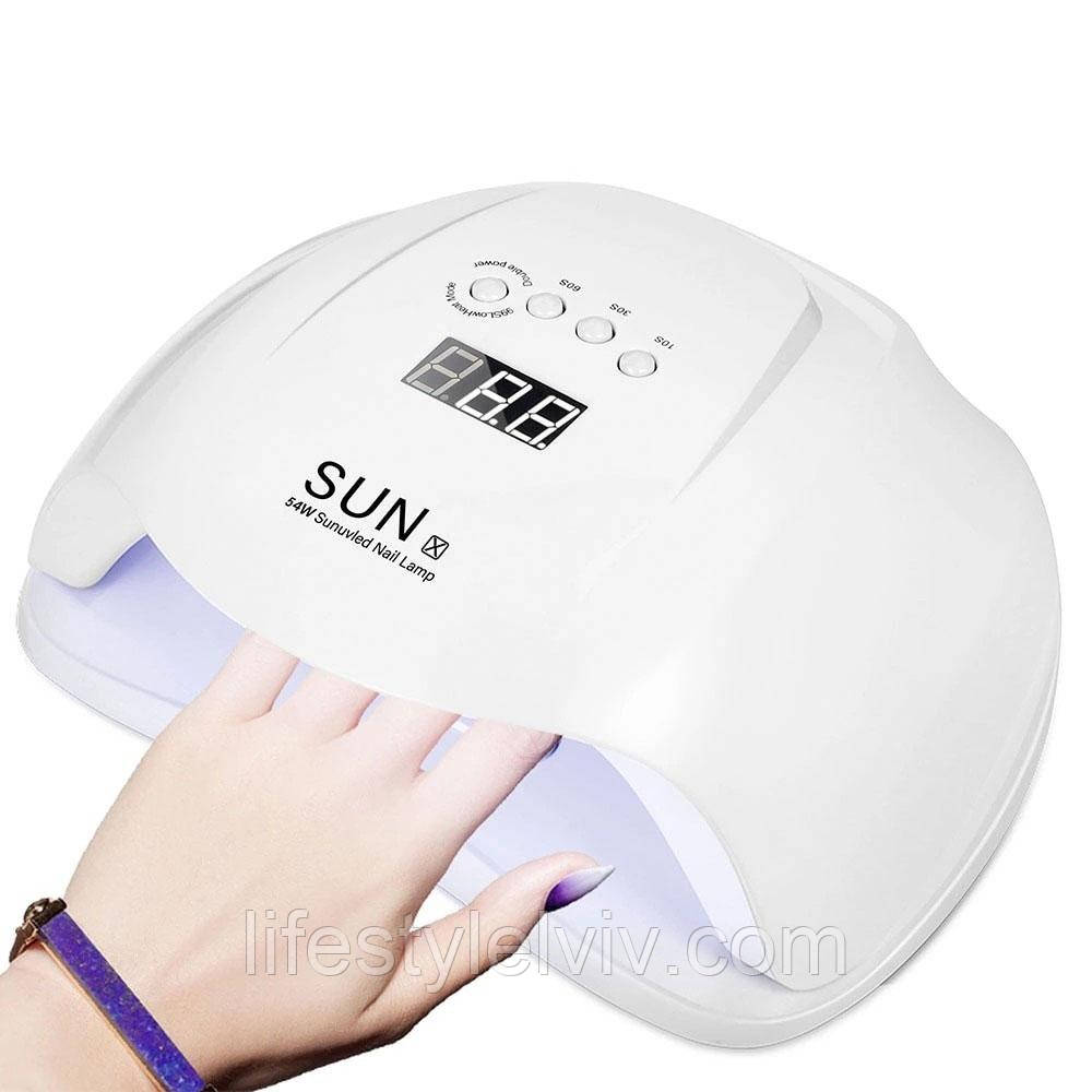 UV+LED Лампа для манікюру 54Вт SUN X, Біла / Світлодіодна лампа для сушіння гель лаку та гелю, фото 1