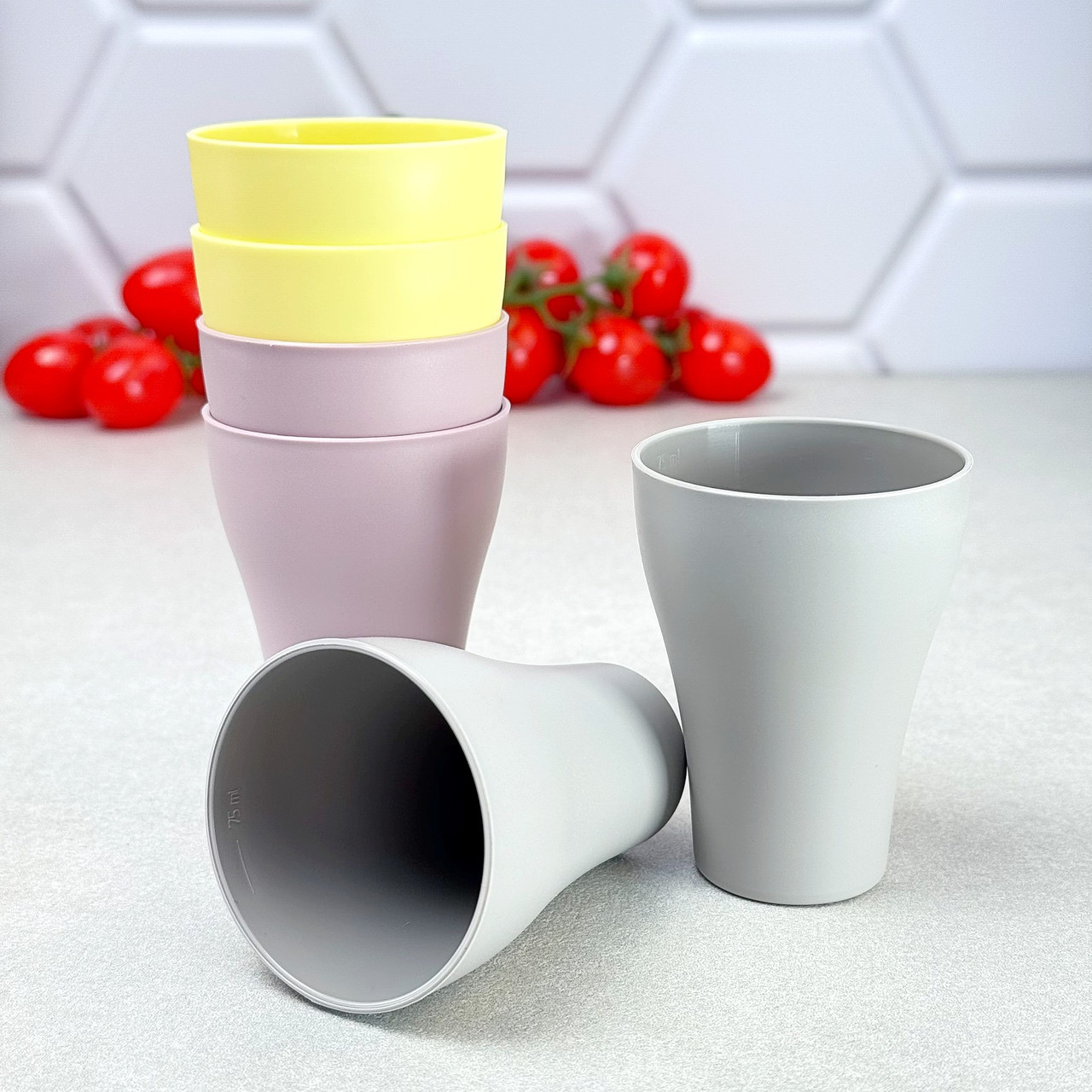 Набір пластикових стопок 75 мл 6 шт Алеана Пастель