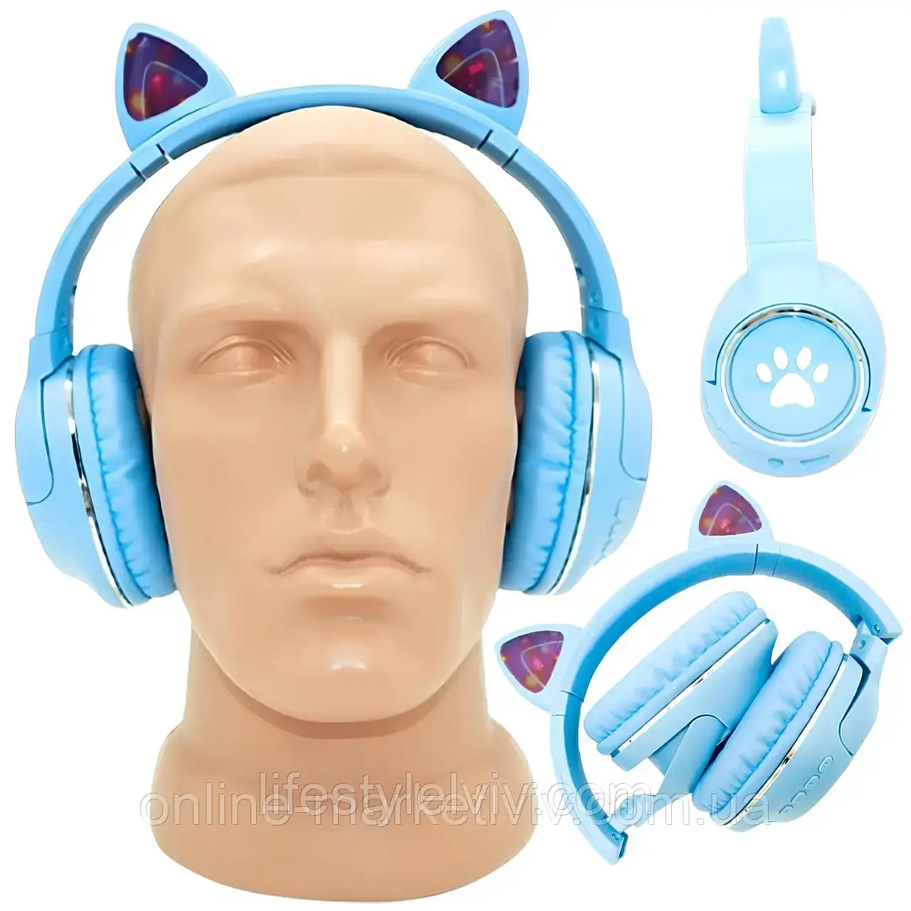 Bluetooth навушники бездротові SD, AUX, з USB, CAT AK-65 / Блютуз навушники накладні / Навушники з вушками, фото 1