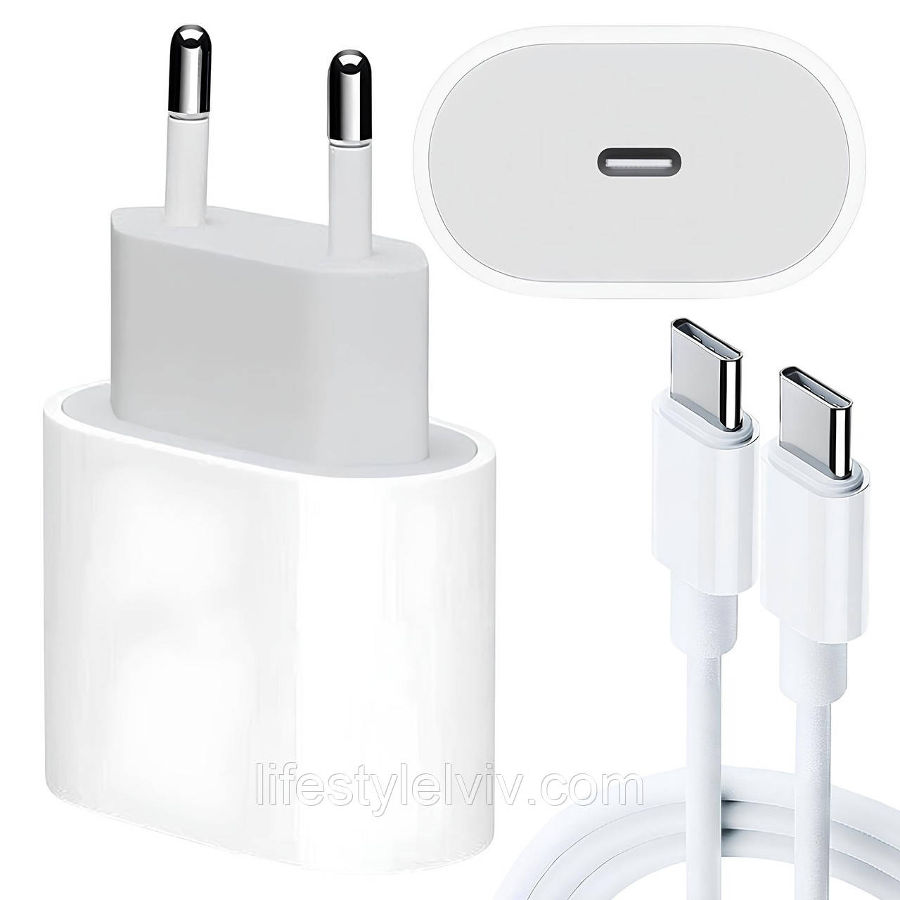 Зарядний пристрій 35W + кабель 1м (USB-C to USB-C) / Зарядка для телефону / Блок із швидкою зарядкою, фото 1