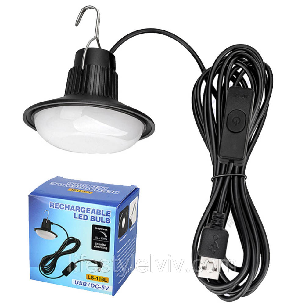 Світлодіодна LED лампа з гачком та магнітом, від USB, 118L-19SMD / Туристичний ліхтар для кемпінгу, фото 1