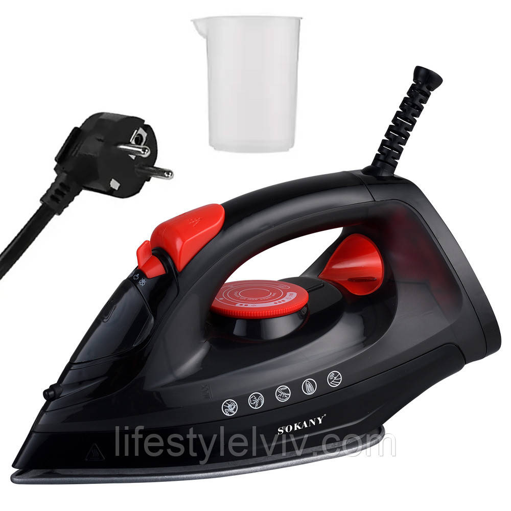Парова праска з керамічним покриттям 1800 Вт (190мл), від мережі, SK-11022 / Електрична праска для одягу, фото 1