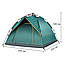 Намет автоматичний 4-місний, 220х220х145 см, G-Tent, Зелений/ Туристичний намет/намет для, фото 9