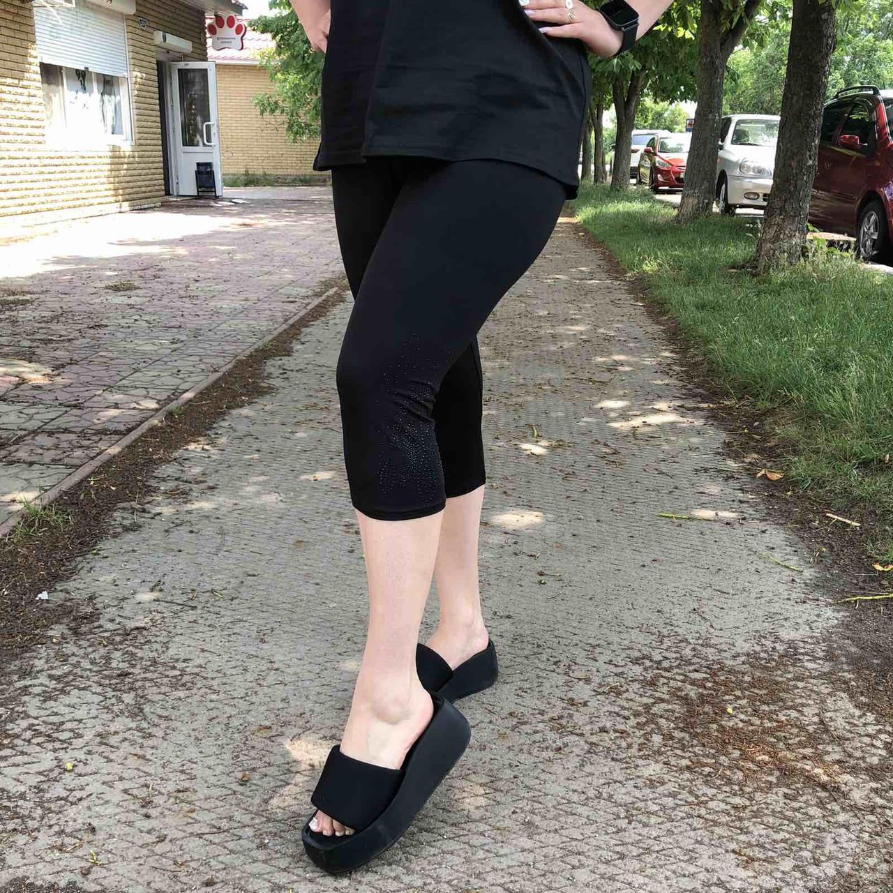 Жіночі бріджи зі стразами "ЗОЛОТО" Art: 745 8XL(54-58), фото 1