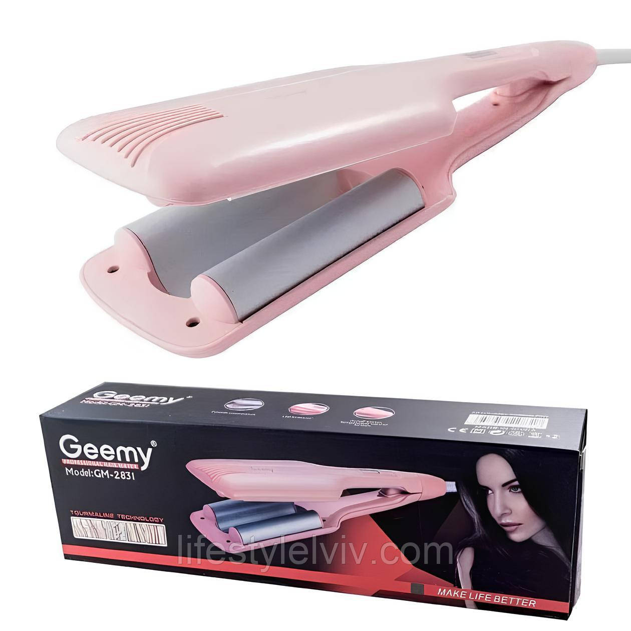 Плойка на три хвилі 45Вт, 170-220С, від мережі, GM-2831 / Плойка потрійна / Плойка для волосся, фото 1