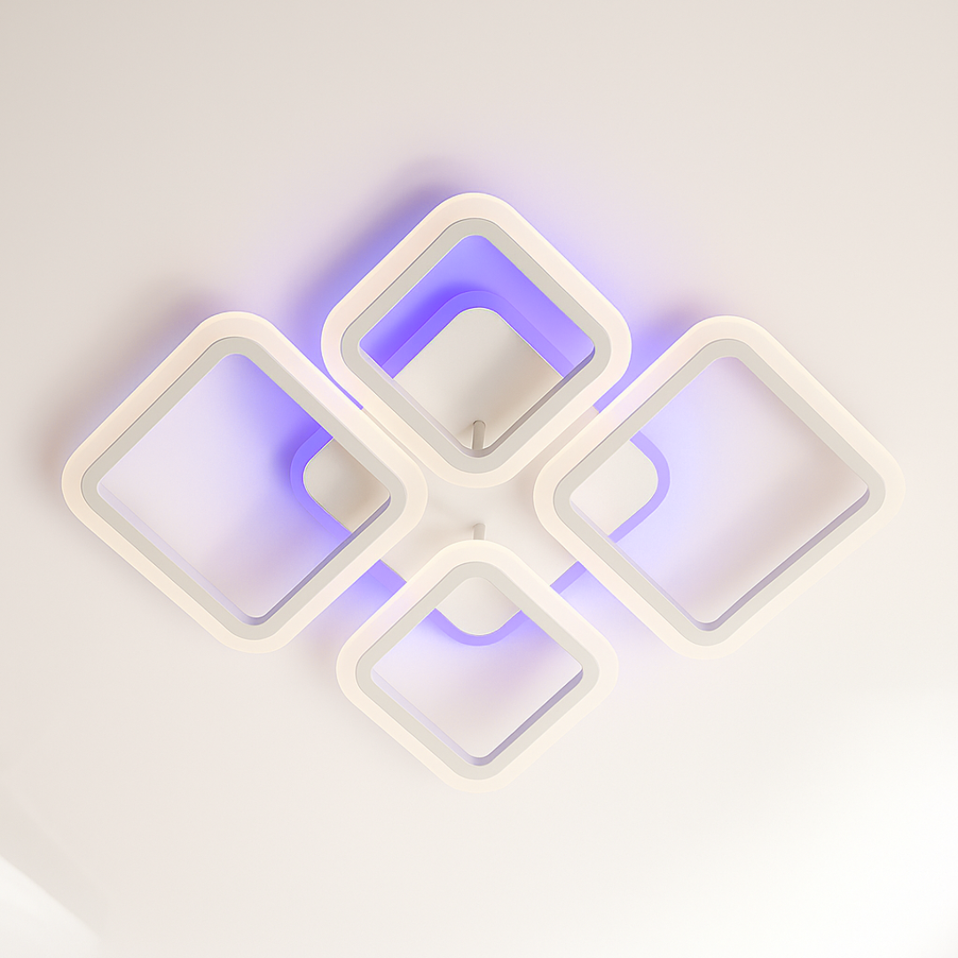 Світлодіодна люстра Vatan Light 96W до 20 м² колір Білий 1127/2+2 WH 3color, фото 1