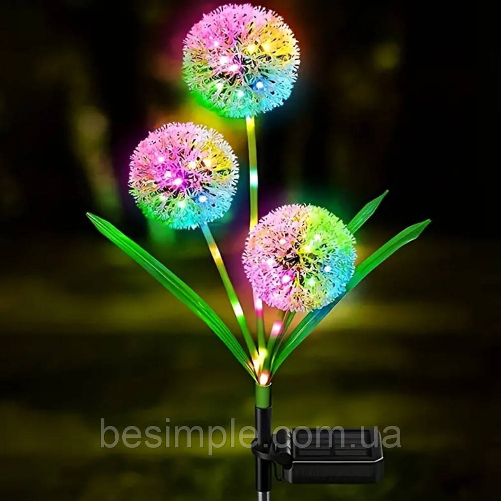 Садовий ліхтар на сонячній батареї 1шт "Кульбаба" / Вуличний світильник для саду / Газонний ліхтар у землю, фото 1