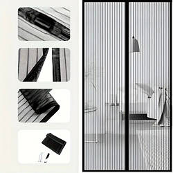 Москітна сітка на двері (190x100см) MAGIC MESH, Чорний / Антимоскітна шторка на магнітах