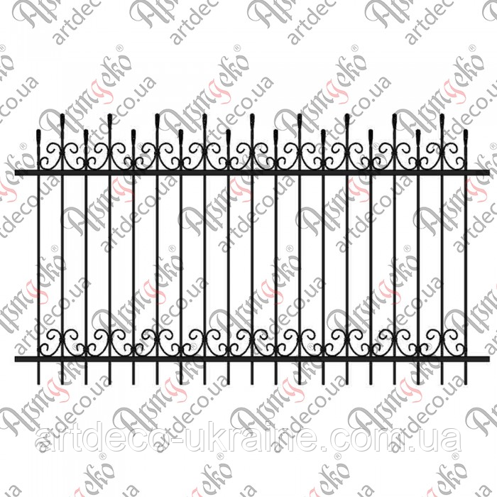 Огорожа кована, паркан 2800х1600 .(КО-02) КОМПЛЕКТ ЕЛЕМЕНТІВ, фото 1