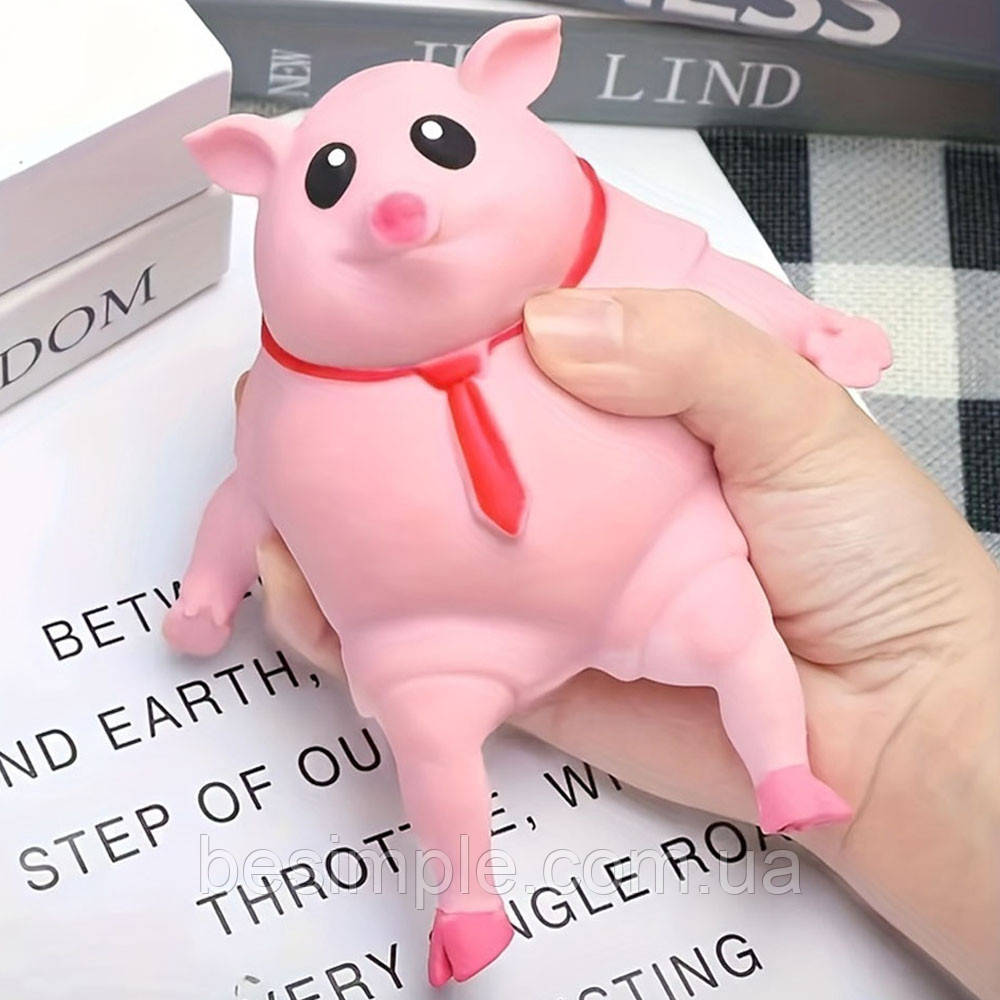 Антистрес іграшка сквіш Свиняча 14 см, Pink Pig BIG / Еластична іграшка свинка / Дитяча іграшка антистрес