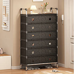 Полиця для взуття на 6 ярусів, 140х62х28см, Чорна / Взуттєва полиця / Стелаж для взуття / Підставка для взуття