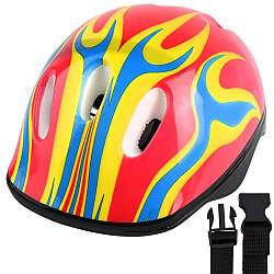 Велосипедний дитячий шолом Полум'я, Червоний/ Універсальний шолом для дітей із вентиляцією/ Шолом дитячий